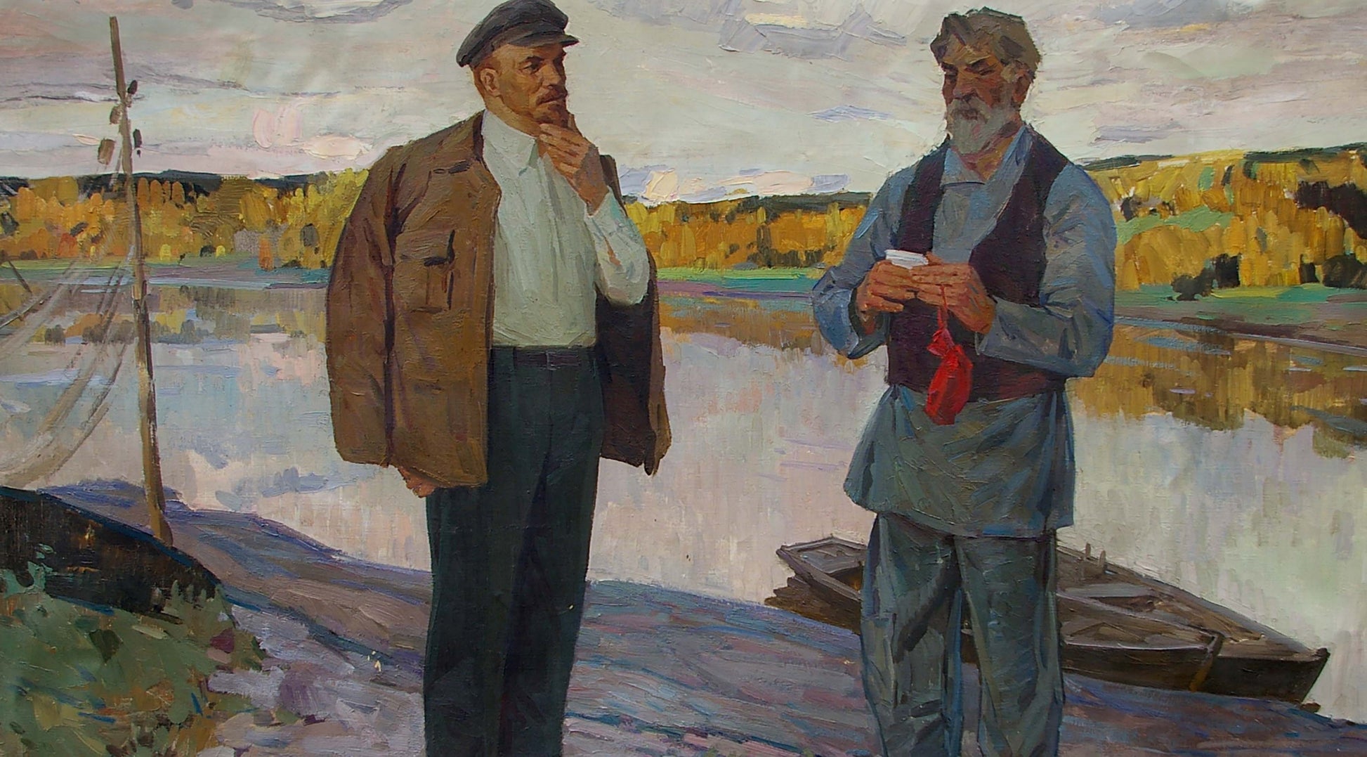 Oil painting of Lenin with fisherman by Samoylenko Zoya Alexandrovna