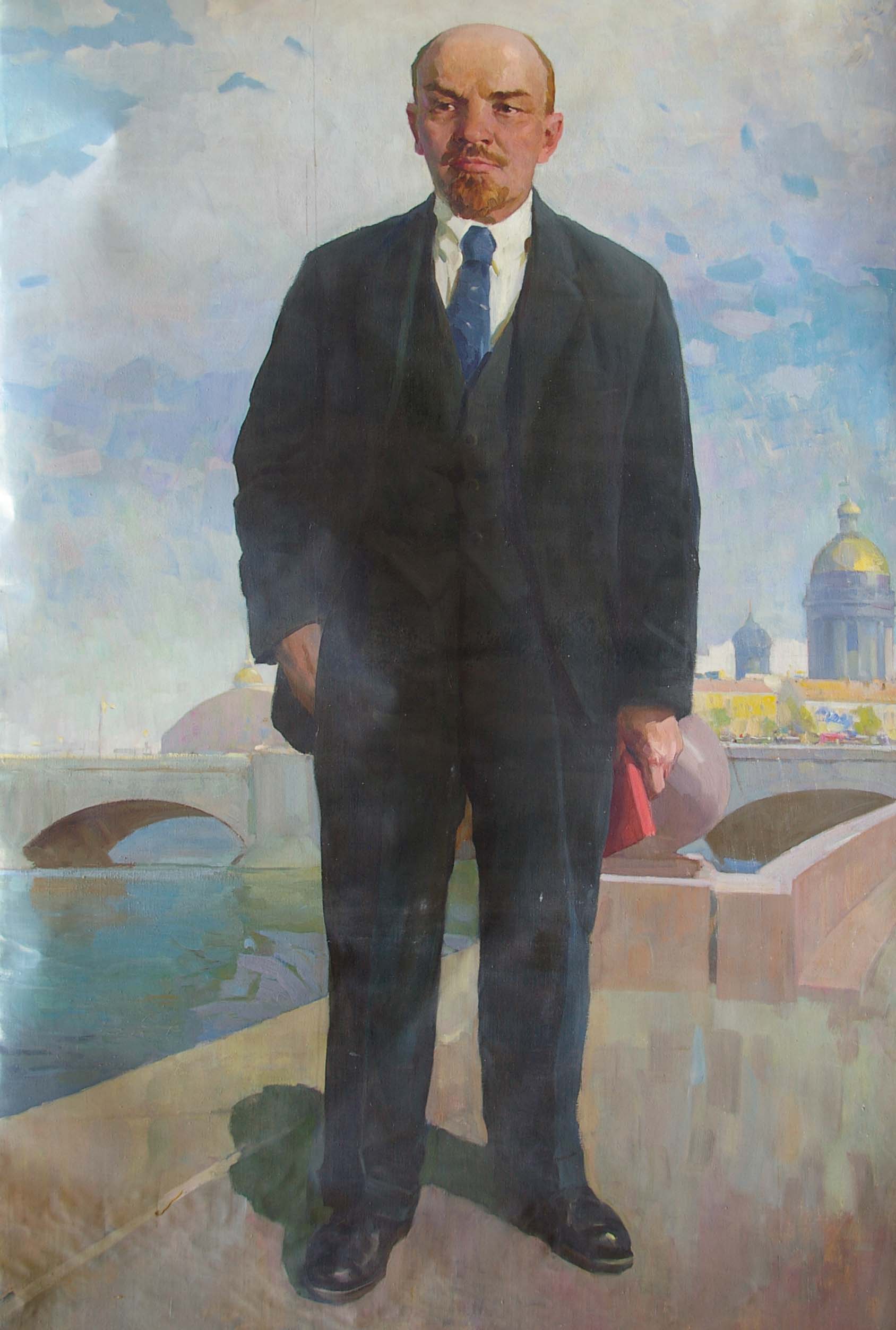 Oil painting of Lenin in suit by Soroka Arkady Vasilievich