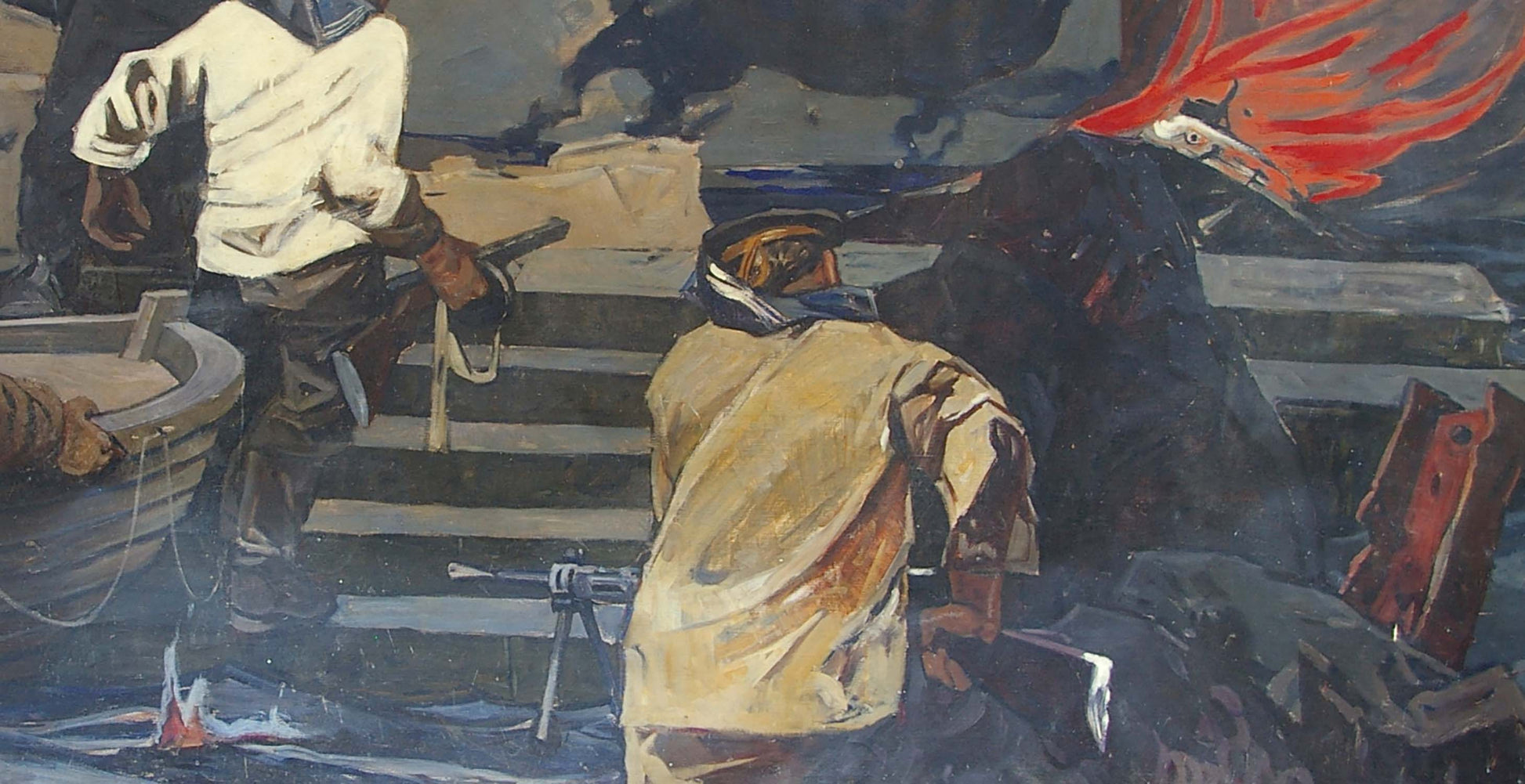 Oil painting by Grachev Anatoly Nikolaevich: fiery bird on ships deck