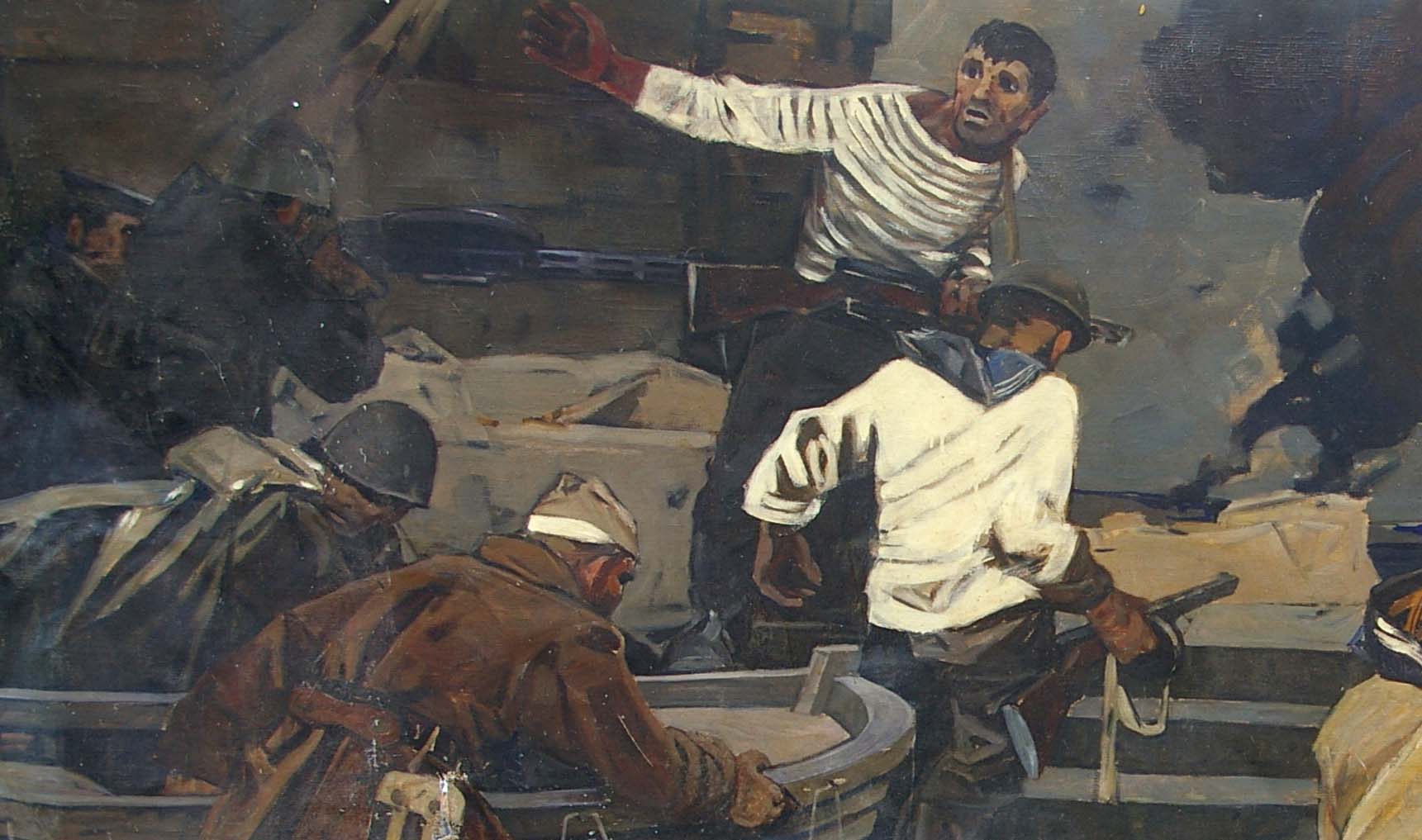 Oil painting by Grachev Anatoly Nikolaevich: sailor on ships deck
