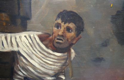 Oil painting of soldier at war by Grachev Anatoly Nikolaevich