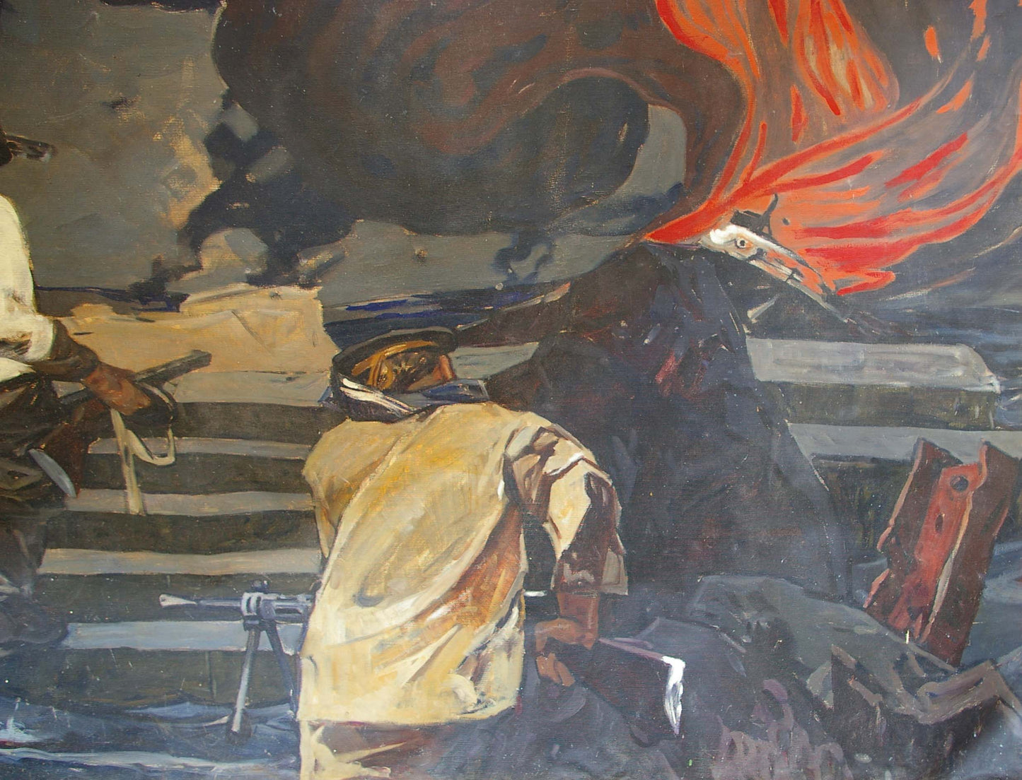 Oil painting of soldier in yellowish uniform by Grachev Anatoly Nikolaevich