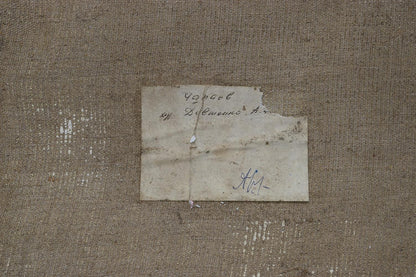Weathered label on back of Oil painting Chapaev Dovzhenko Anatoly Ivanovich