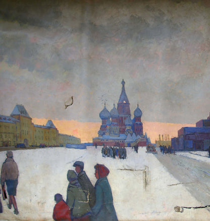 Oil painting of Saint Basils Cathedral in Red Square by Dubrovin Dmitriy Nikolayevich