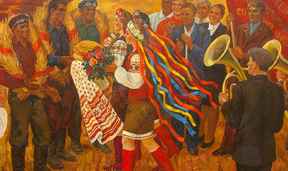 Vibrant Ukrainian folk dancer in embroidered blouse by Budnikov Vladimir Aleksandrovich