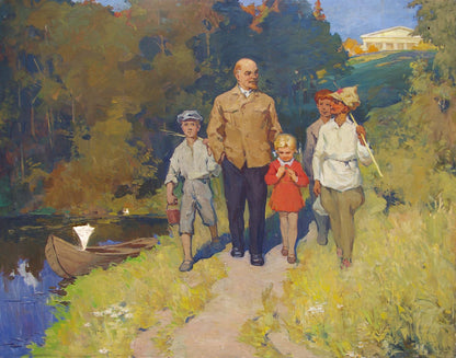 Oil painting of Lenin with children by Pavlyuk Georgy Nikolaevich