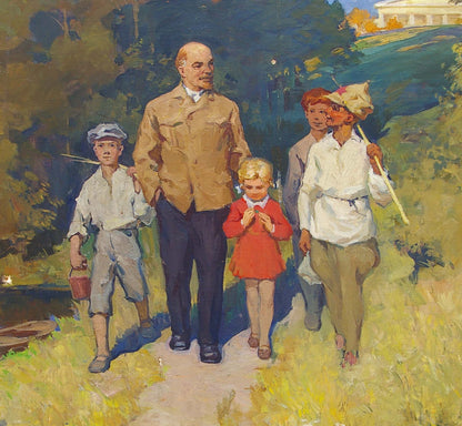Oil painting of Lenin with children by Pavlyuk Georgy Nikolaevich
