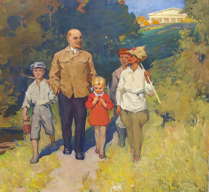 Oil painting of Lenin with children by Pavlyuk Georgy Nikolaevich