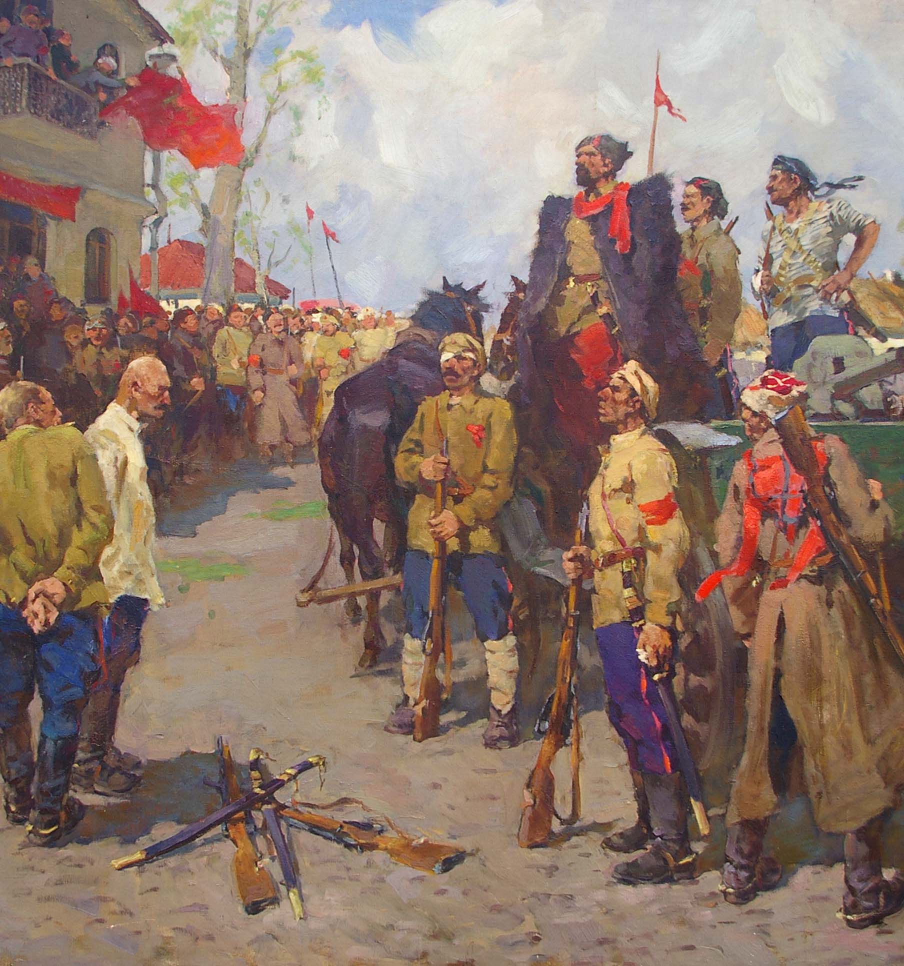Oil painting War for Independence by Guida Mikhail Evgenievich: military procession