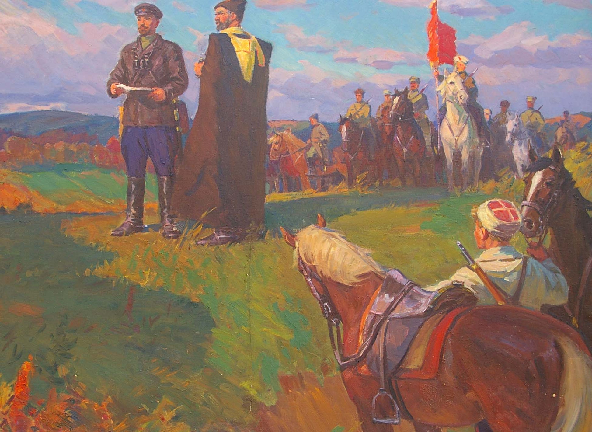 Oil painting of Shchors and Bozhenko by Petukhov Vasily Afanasevich
