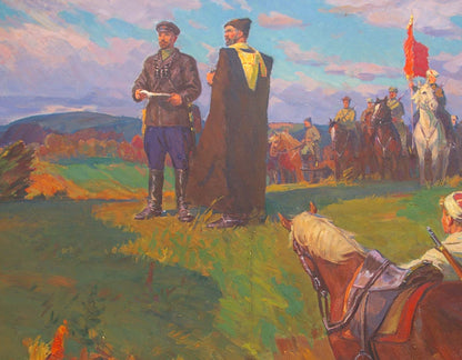 Oil painting of Shchors and Bozhenko by Petukhov Vasily Afanasevich