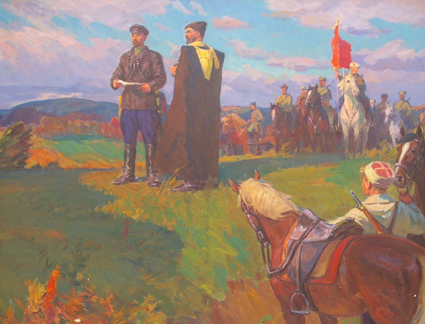 Vibrant oil painting of Shchors and Bozhenko by Petukhov Vasily Afanasevich