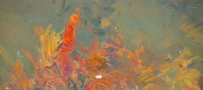 Vibrant orange-yellow autumn foliage oil painting by Petukhov Vasily Afanasevich