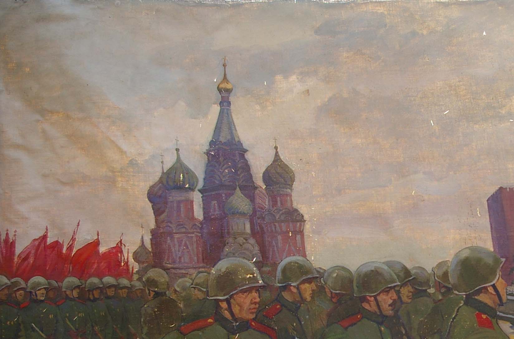 Oil painting by Baroyants Mikhail Sergeevich: military parade with soldiers