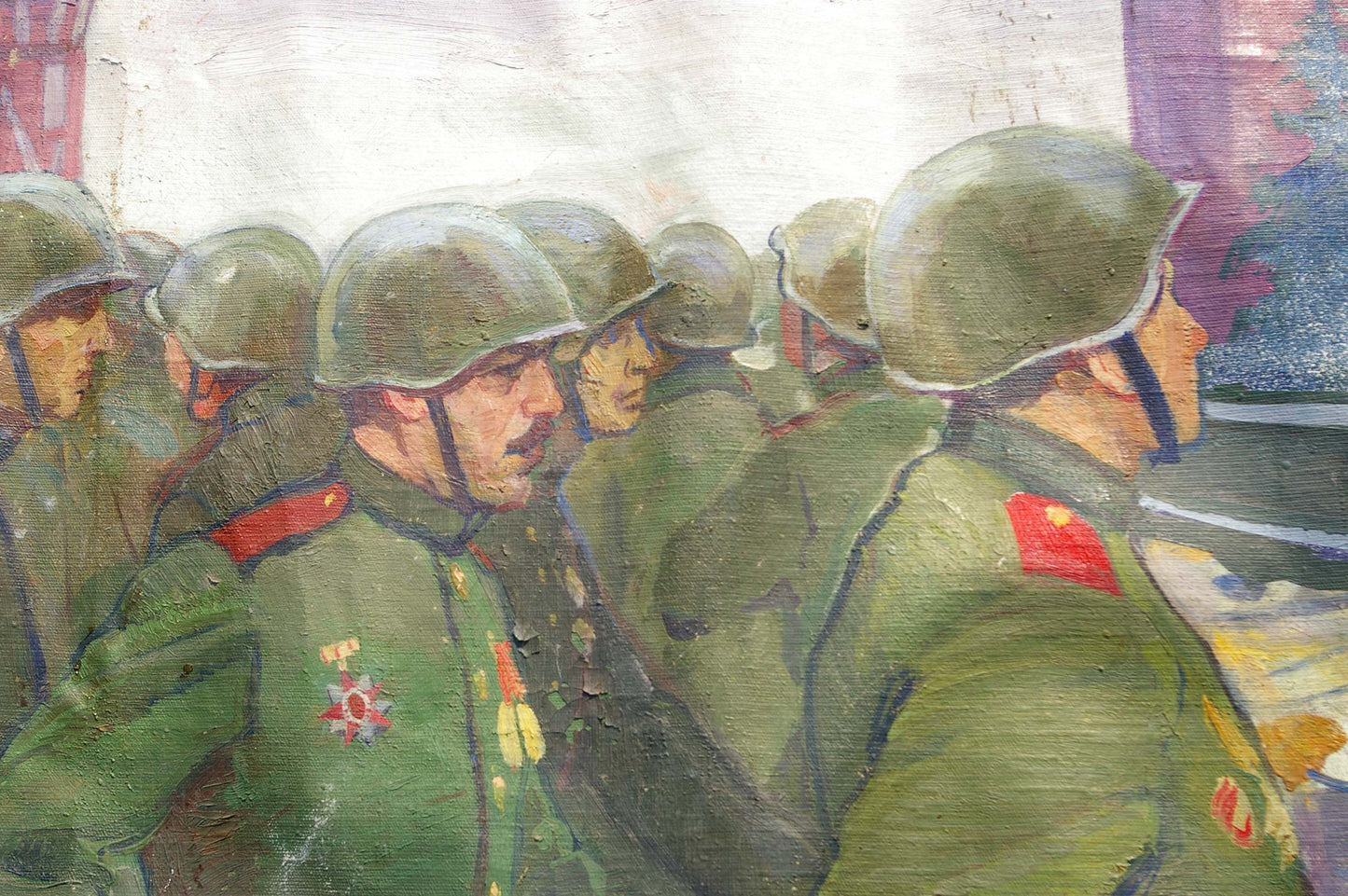Oil painting by Baroyants Mikhail Sergeevich of soldiers parade
