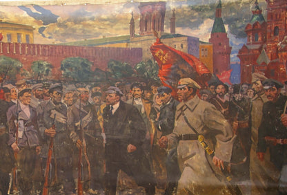 Oil painting of revolutionary soldiers before M. Kremlin, unknown artist