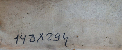 Handwritten measurement label on back of Oil painting Soldiers of the Revolution