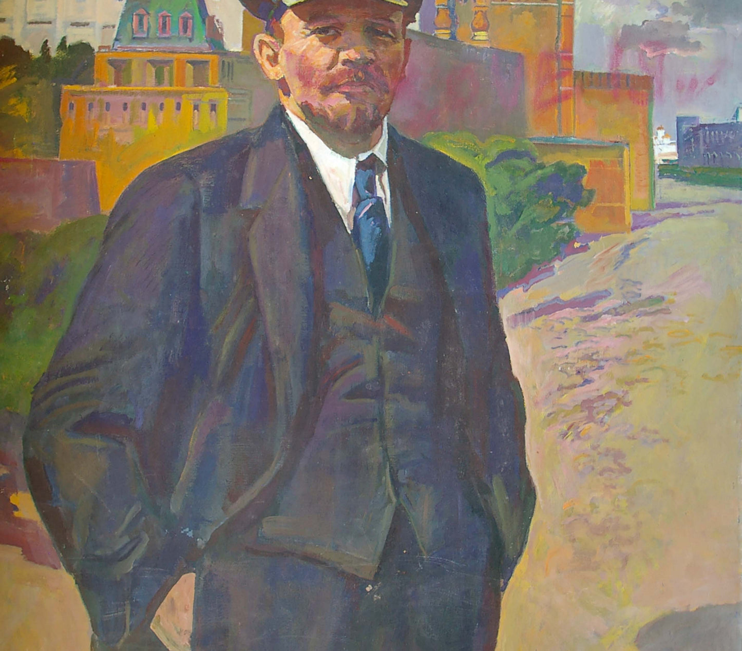 Oil painting portrait of Lenin on a walk by Vyacheslav Vasilievich Tokarev