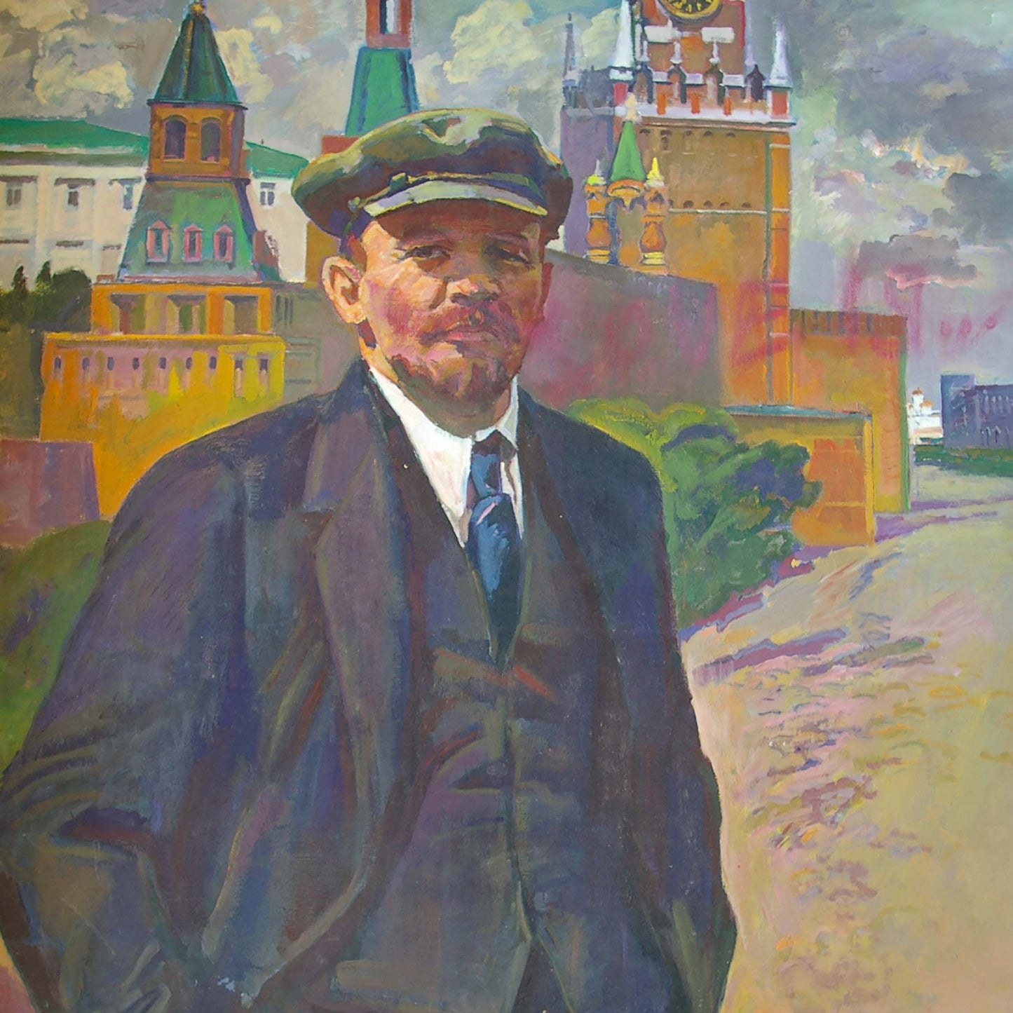 Oil painting portrait of Lenin on a walk by Vyacheslav Vasilievich Tokarev
