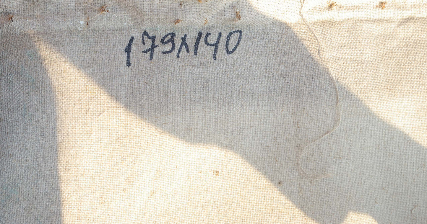 Back of beige canvas Oil painting Portrait of Lenin by Tokarev marked 149x140