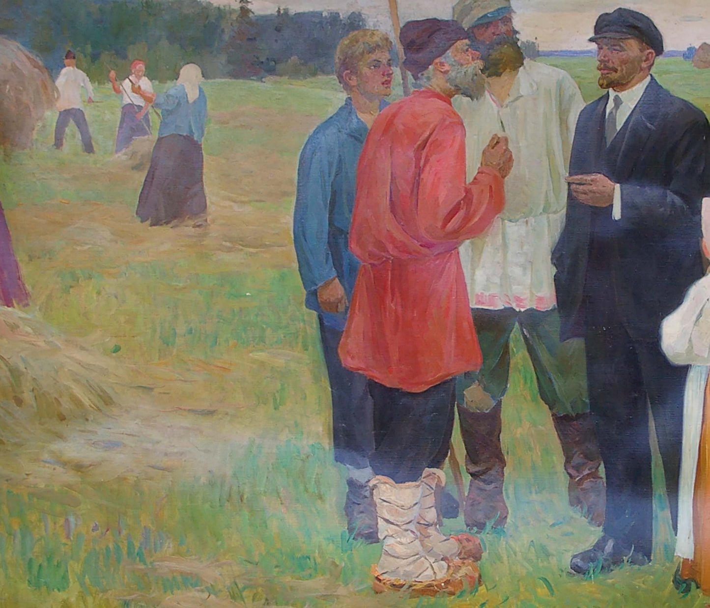 Rugged beige laced boots on grass, oil painting by Sitdikov Haris Latyfovich