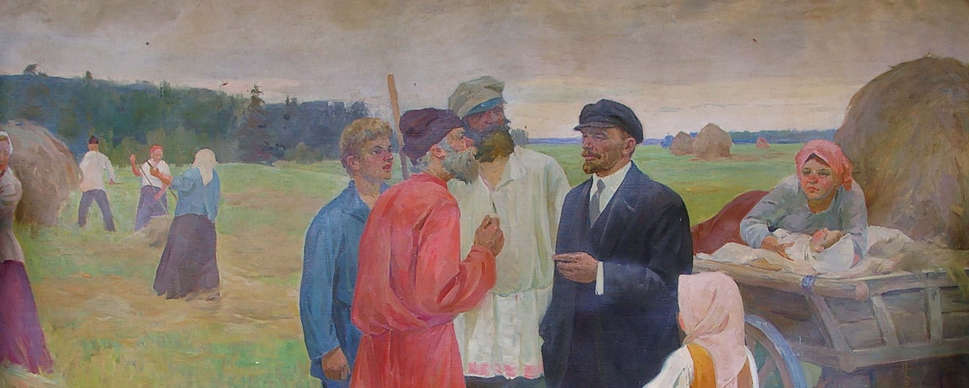 Oil painting of Lenin with peasants by Sitdikov Haris Latyfovich