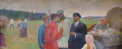 Oil painting of Lenin with peasants by Sitdikov Haris Latyfovich