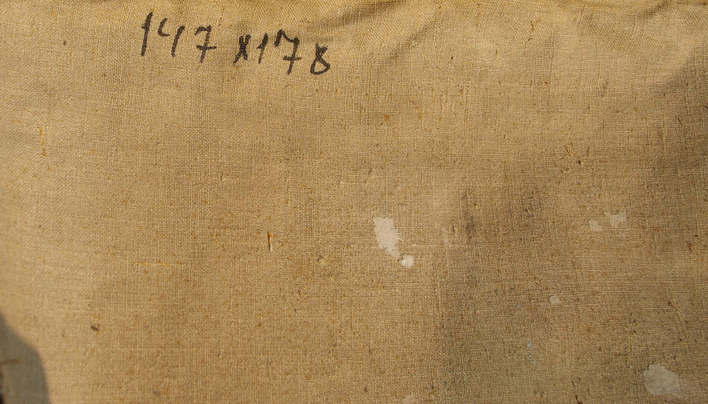 Back of Oil painting Lenin with the peasants Sitdikov Haris Latyfovich, beige canvas with 147 x 198 measurements