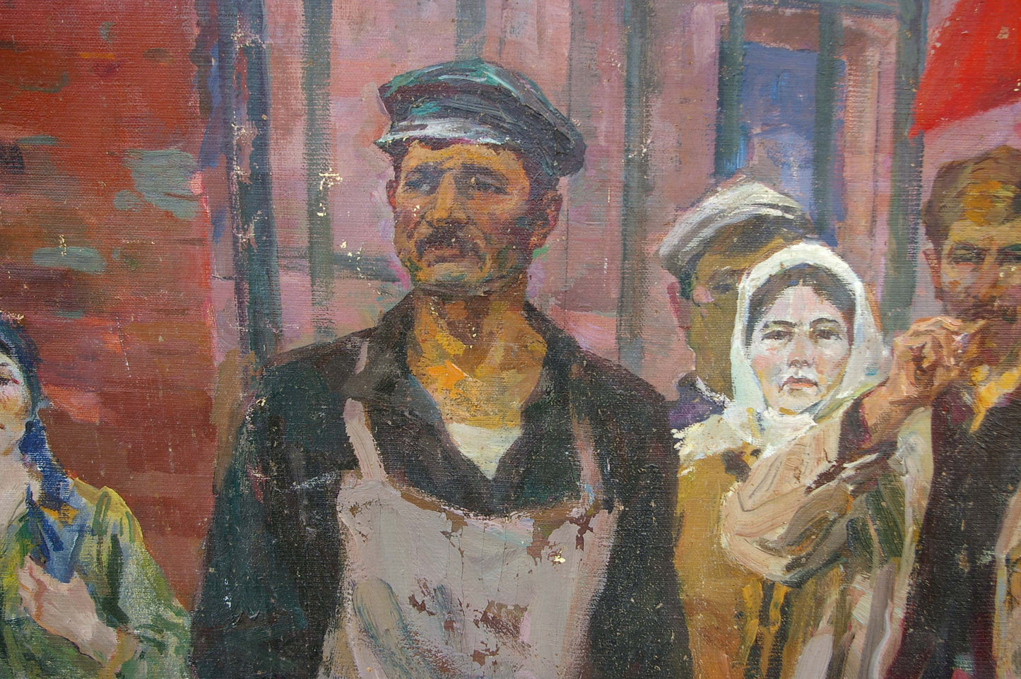 Oil painting portrait by Kovalenko Semyon Dmitrievich, man in green cap and apron