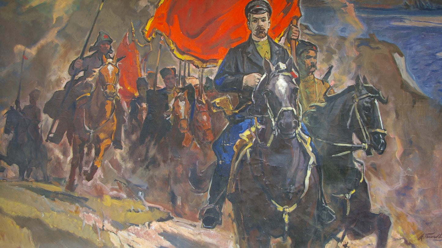 Oil painting Shchors by Popov Alexey Alekseevich: military procession on horseback