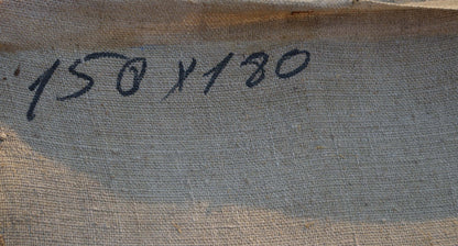 Handwritten 150 x 130 cm mark on gray fabric of Khokhlov Fedor Ivanovich oil painting