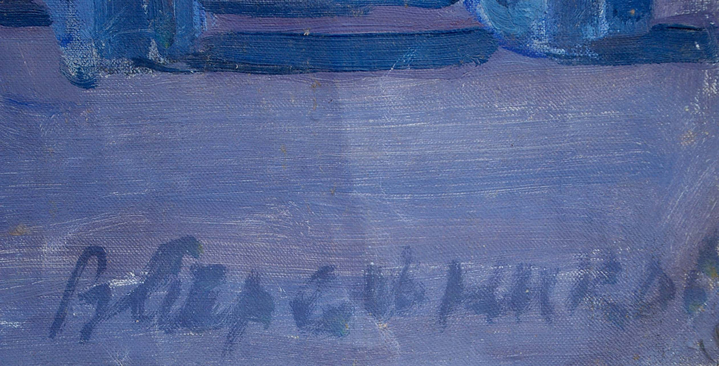 Blue signature by Strelnikov Vladimir Vladimirovich on canvas back