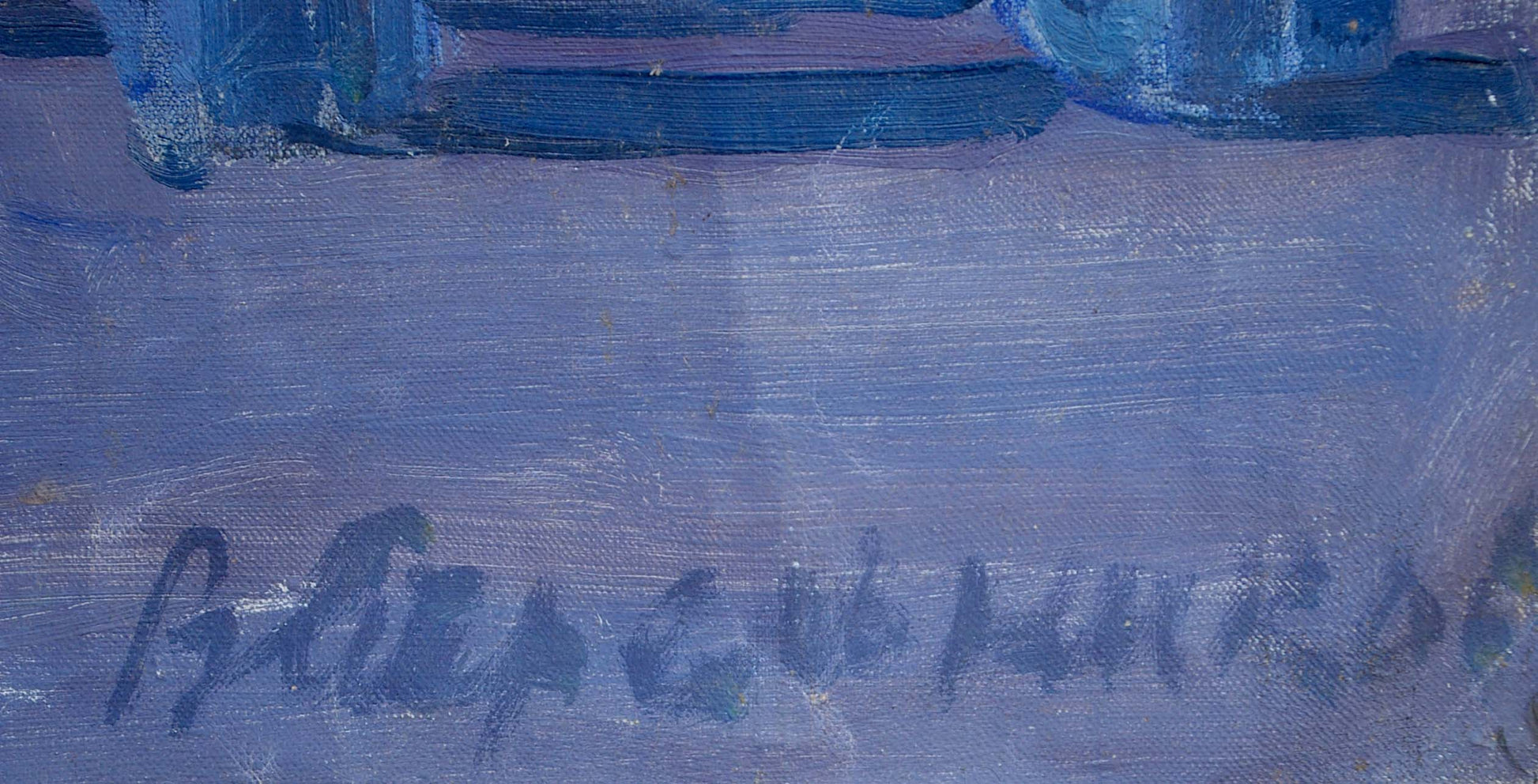 Blue signature by Strelnikov Vladimir Vladimirovich on canvas back