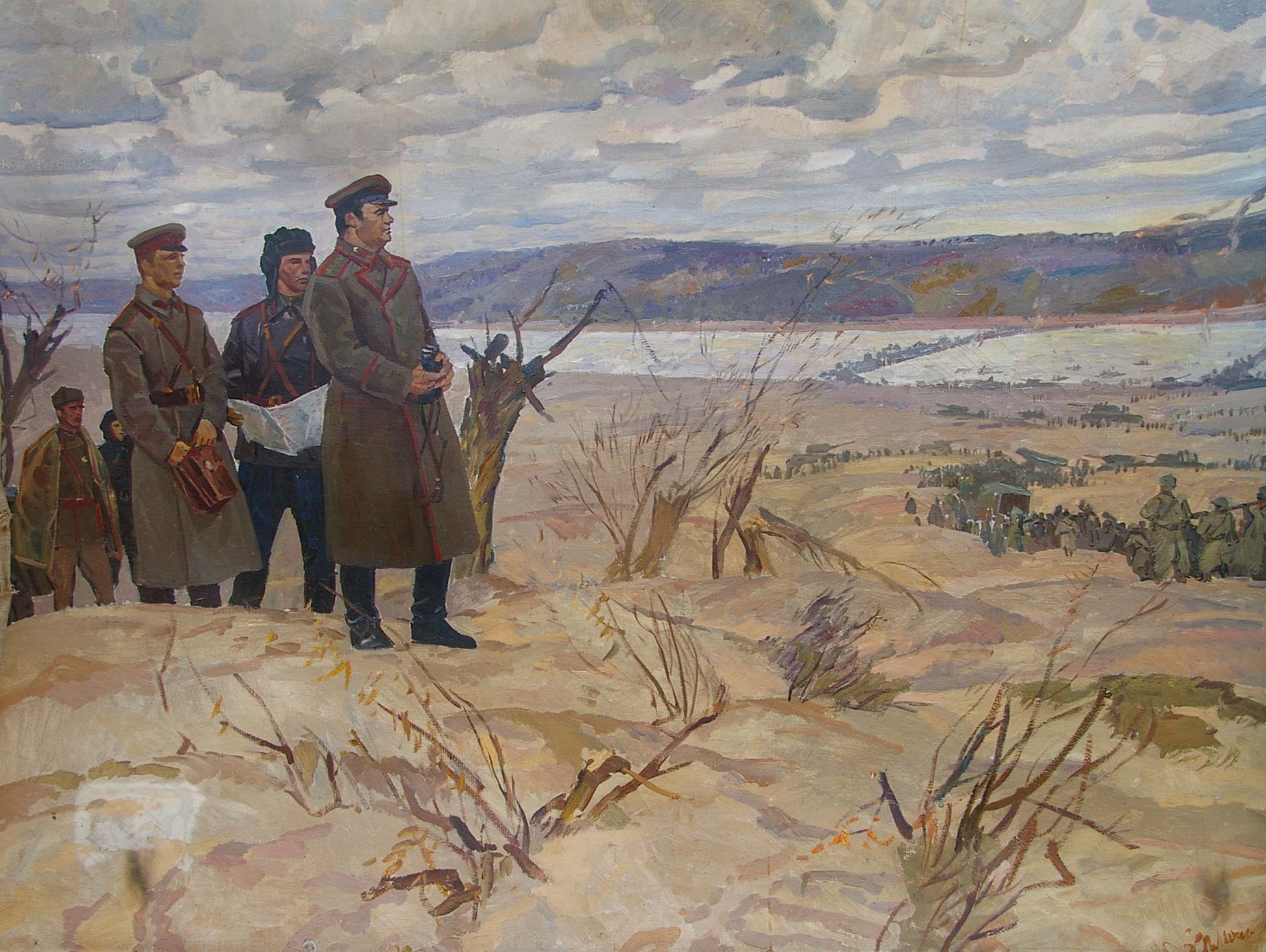 Oil painting of Vatutin in Kiev battles by Samoylenko Zoya Alexandrovna