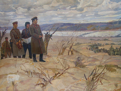 Oil painting of Vatutin in Kiev battles by Samoylenko Zoya Alexandrovna