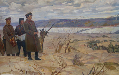 Oil painting of Vatutin in Kiev battles by Samoylenko Zoya Alexandrovna