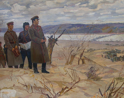 Oil painting of Vatutin, Samoylenko, Zoya Alexandrovna in Kiev battles
