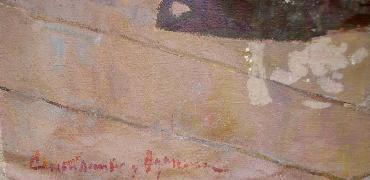 Oil painting of Lenin’s speech by Samoylenko Zoya Alexandrovna, textured canvas with red signature