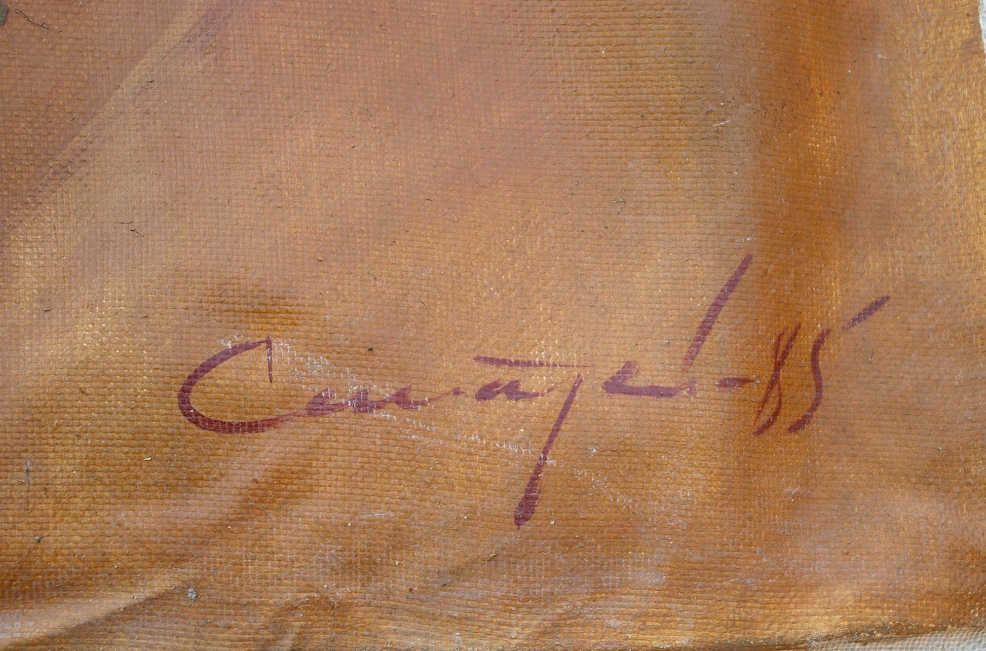 Reddish-brown c. signature on back of oil painting Lenin with the Komsomol