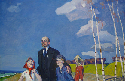 Impressionistic oil painting of Lenin with children by Logvin Ivan Dmitrievich