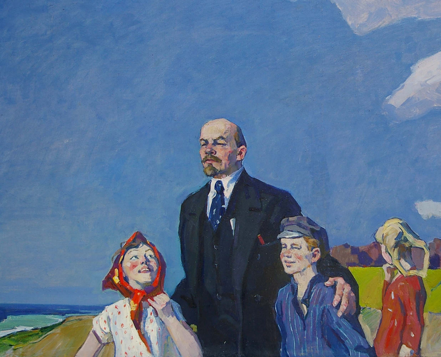 Oil painting of Lenin with children by Logvin Ivan Dmitrievich