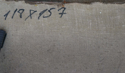 Back of Oil painting Lenin’s speech by Sinepolsky Igor Ivanovich, beige textured fabric with black handwritten markings