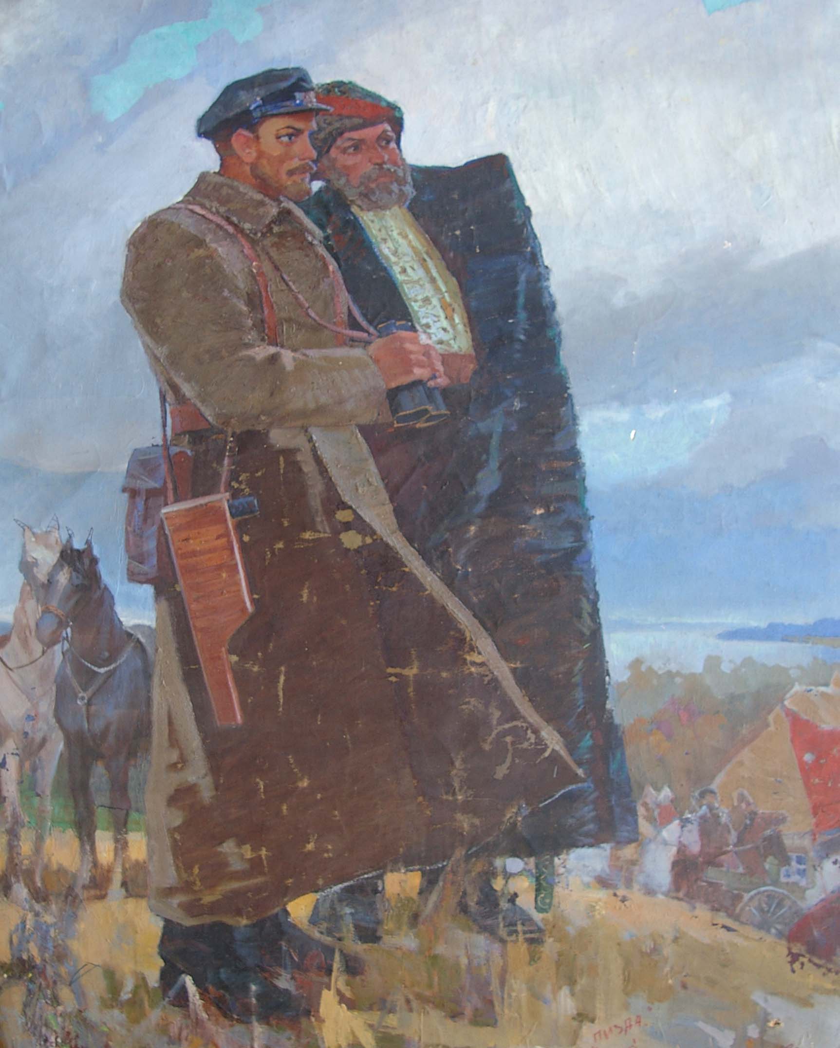 Oil painting Two officers Kvitenko: two men in historical military attire