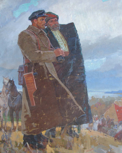 Oil painting Two officers Kvitenko: two men in historical military attire