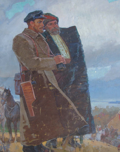 Oil painting Two officers Kvitenko: two men in historical military attire