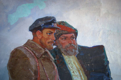 Oil painting Two officers Kvitenko textured historical men in attire