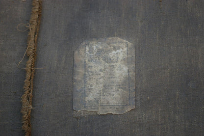 Worn faded label on back of Oil painting Picking apples artwork