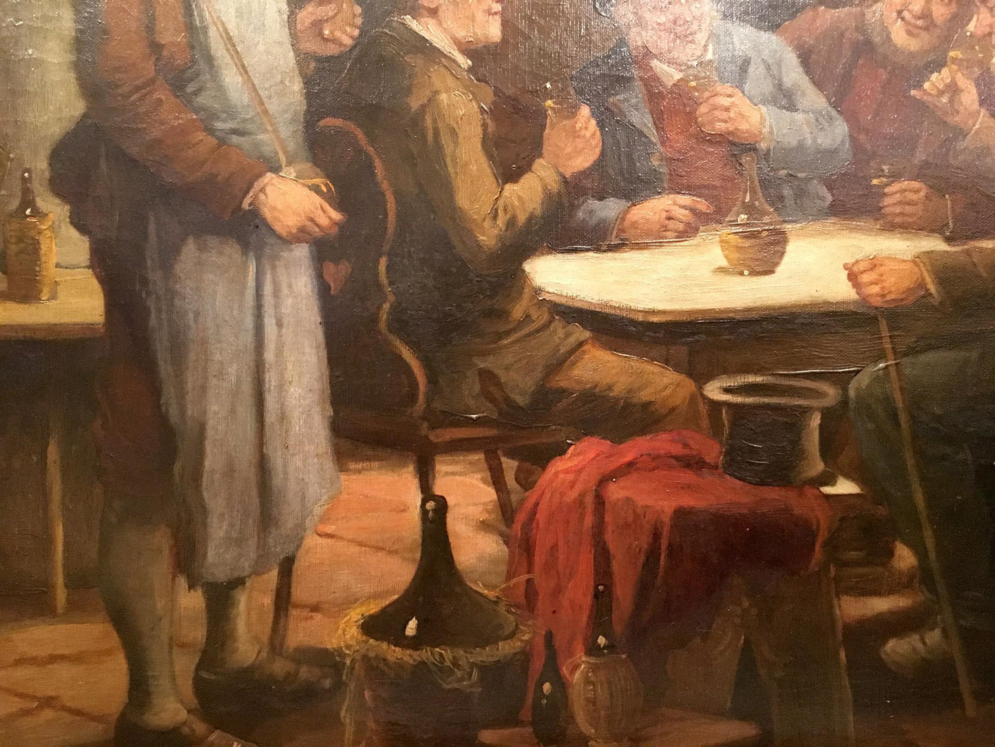 Oil painting of dark ornate wine decanter by Joseph-Sebastien Constantin