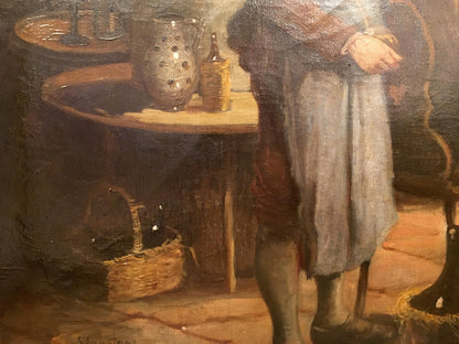 Silver ceramic pitcher with speckles in Joseph-Sebastien Constantin oil painting
