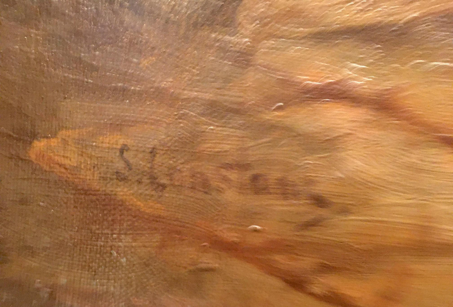 Back of oil painting Friends portrait by Joseph-Sebastien Constantin on textured wood